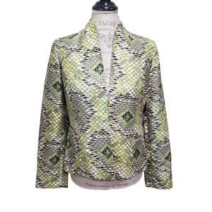 Kasper Separates Multi Colored Green Design Long Sleeved Blazer Suit Jacket